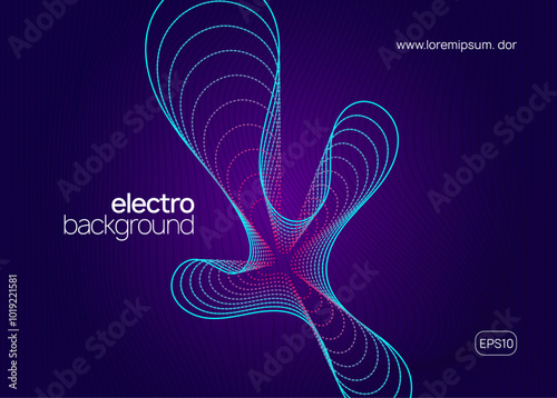 Music Set. Trance Invite. Violet Techno Design. Sound Magazine. Pink Dj Background. Nightclub Beat Invitation. Dance Electro Template. Green Music Set