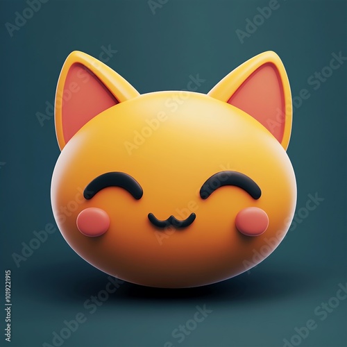 3D Cat Face Icon: Cute and Expressive Feline Symbol Illustration Logo