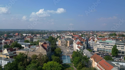 Wallpaper Mural Fountains in front of Opera House, halle saale. Unique aerial view flight drone Torontodigital.ca