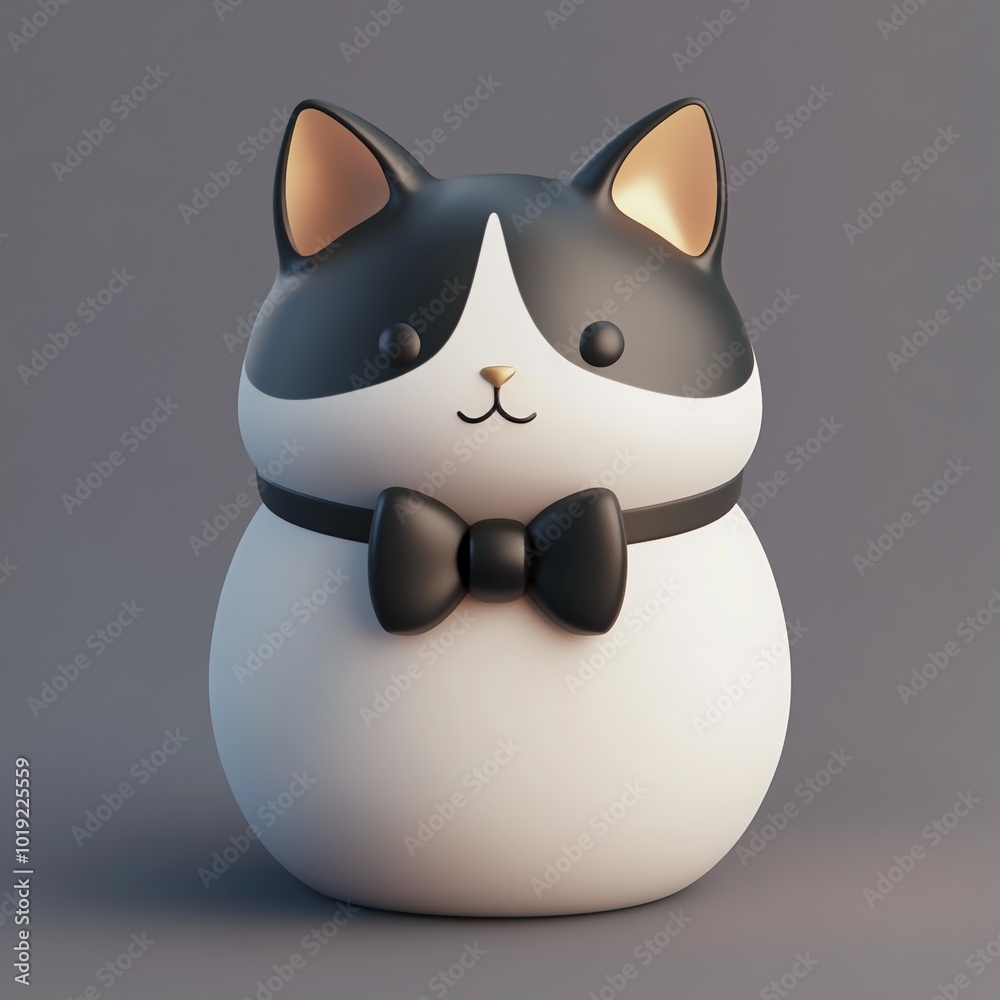 3D Cat with Bow Tie Icon: Stylish Pet in Formal Attire Illustration Logo 3D Cat with Bow Tie Icon: Stylish Pet in Formal Attire Illustration Logo