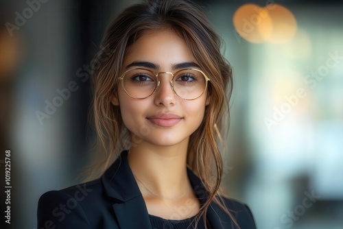 professional portrait of a young indian businesswoman in a corporate setting showcasing confidence and ambition the sleek background emphasizes her leadership qualities and modern style