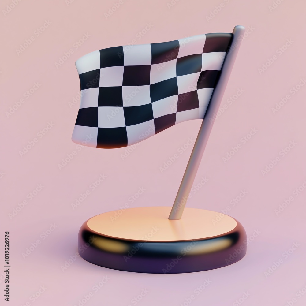 custom made wallpaper toronto digital3D Checkered Flag Icon: Racing Finish Line Symbol Illustration Logo