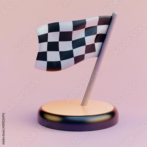 Wallpaper Mural 3D Checkered Flag Icon: Racing Finish Line Symbol Illustration Logo Torontodigital.ca