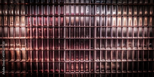 Reeded Glass. Pub front with coffee shop door for business. Modern window effect on subtle art deco interior. Silver, Chrome Colors. Gray Ribbed Background.