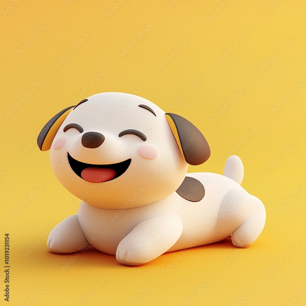Naklejka premium 3D Dog Rolling Icon: Playful Pet Having Fun Illustration Logo