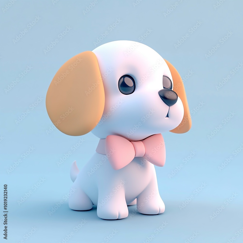 3D Dog with Bow Icon: Cute Pet Accessory for Style Illustration Logo