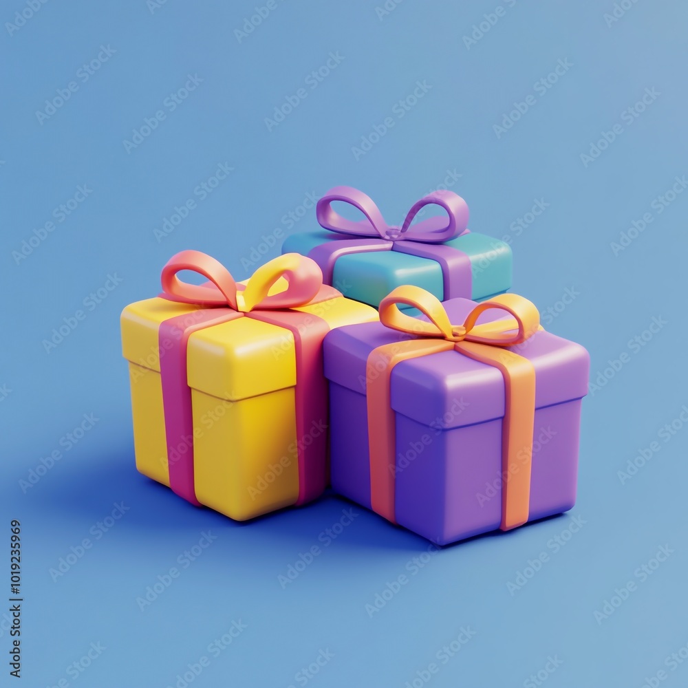 Obraz premium 3D Gift Wrap Icon: Festive and Decorative Wrapping Paper Illustration Logo