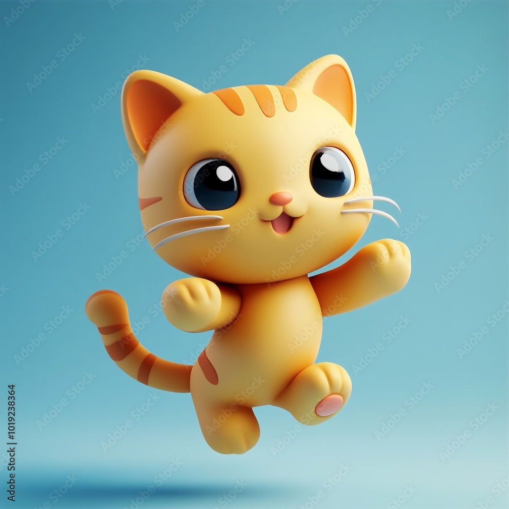 Naklejka premium 3D Playful Kitten Icon: Adorable Pet in Action