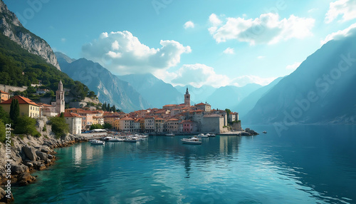A view of the old town of Kotor in Montenegro during a sunny day