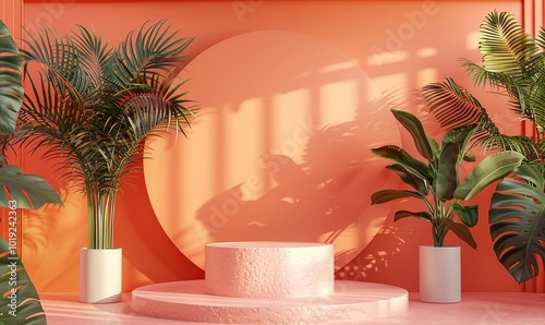simple and elegant product podium banner poster background with pastel color Generate AI