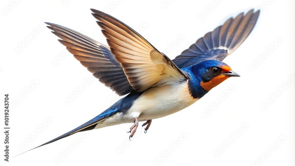 Aerial Swallow bird flying isolated on white background Aerial Swallow bird flying isolated on white background