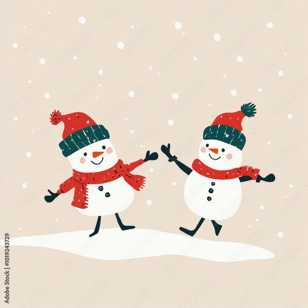 Fototapeta premium Christmas character playing in snow background