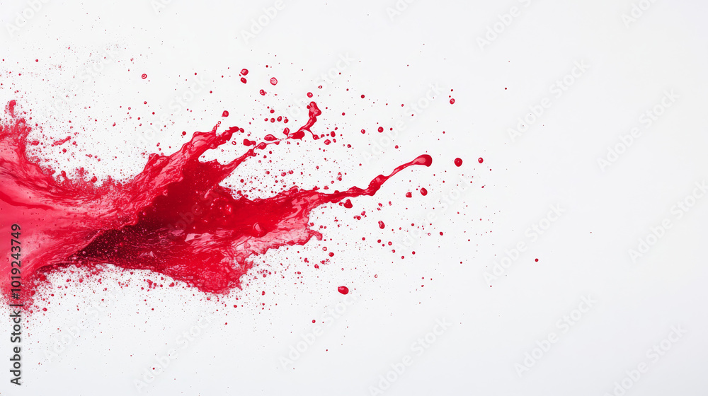 A vibrant red splash of paint on a white background. A vibrant red splash of paint on a white background.