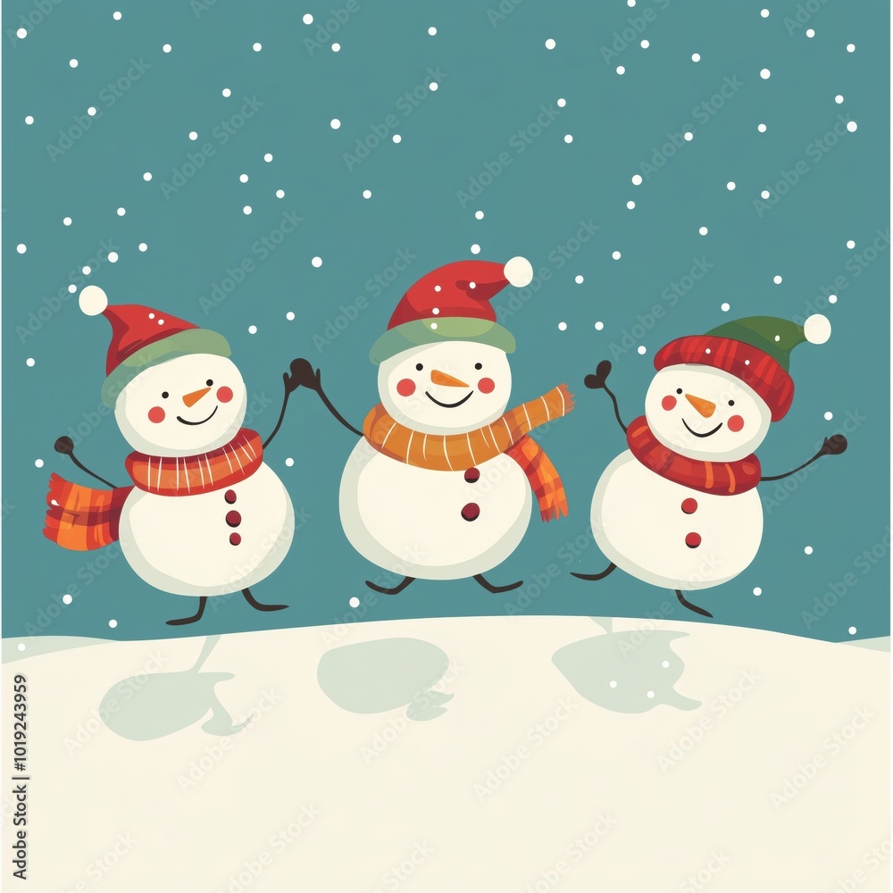 Christmas character playing in snow background Christmas character playing in snow background