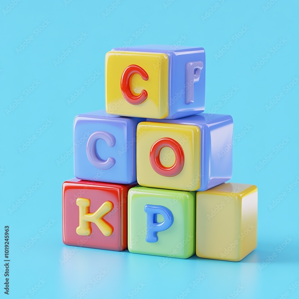 3D Letter Blocks Icon: Educational Toy for Kids 3D Letter Blocks Icon: Educational Toy for Kids