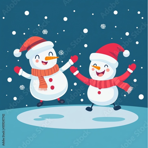 Christmas character playing in snow background