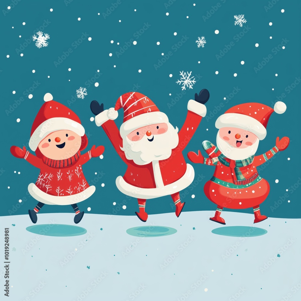 Christmas character playing in snow background