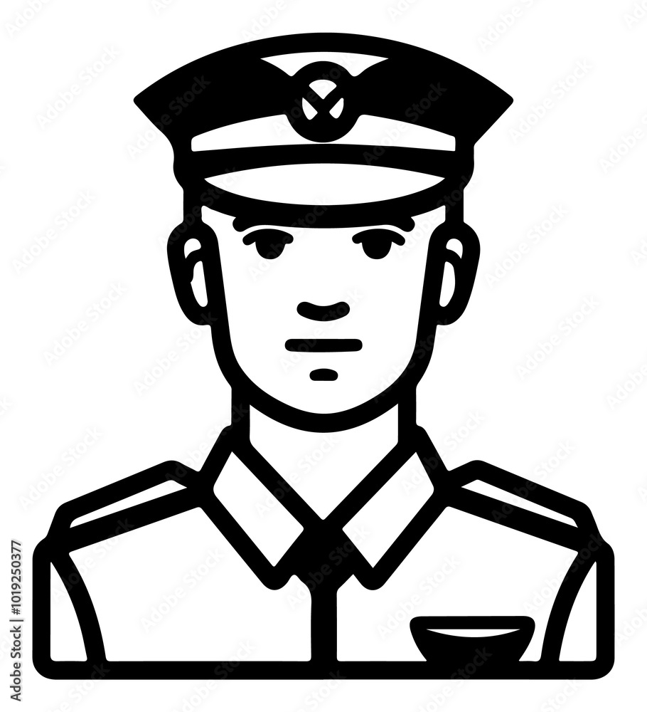Officer png character line art, transparent background Officer png character line art, transparent background