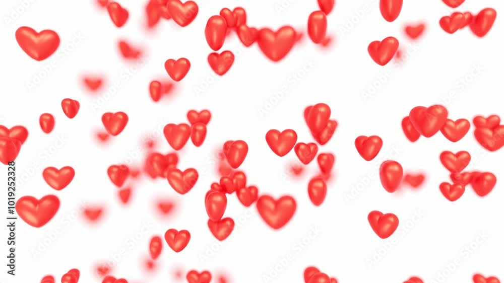 Red love hearts falling signs 3d animation loop. Can be used to represent happiness and romantic template, valentines day or wedding invitation design Red love hearts falling signs 3d animation loop. Can be used to represent happiness and romantic template, valentines day or wedding invitation design