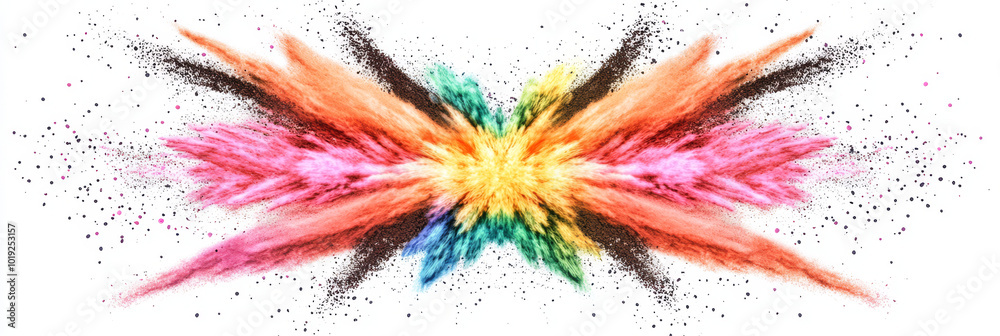 Colorful powder explosion on white background. Colorful powder explosion on white background.