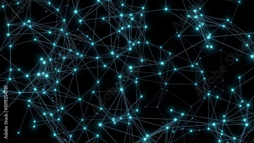 plexus network mesh glow of dots and lines 3d animation loop. Can be used to represent digital technology, artificial intelligence or a presentation template structure