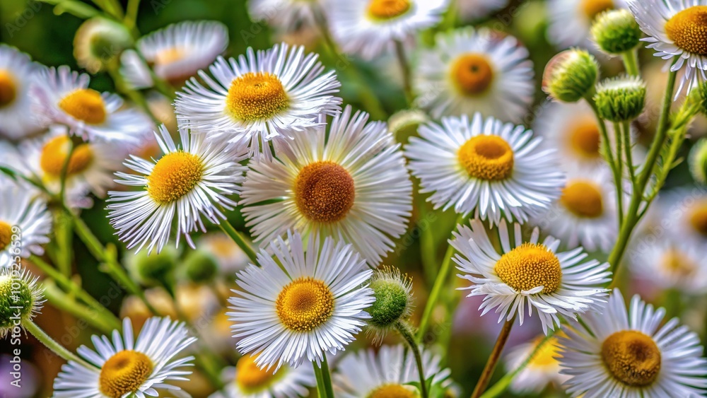 Dainty Erigeron bonariensis flowers yield to delicate, feathery seed heads, dispersing tiny seeds carried away by gentle breezes, showcasing nature's subtle yet resilient beauty. Dainty Erigeron bonariensis flowers yield to delicate, feathery seed heads, dispersing tiny seeds carried away by gentle breezes, showcasing nature's subtle yet resilient beauty.