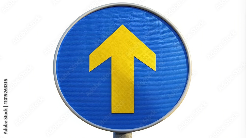 A yellow arrow symbol on a blue circle background, indicating direction or priority, often used for traffic signs or navigation systems, conveying guidance. A yellow arrow symbol on a blue circle background, indicating direction or priority, often used for traffic signs or navigation systems, conveying guidance.