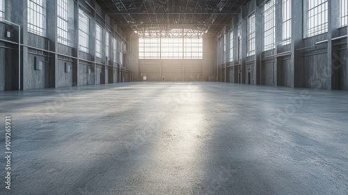 Industrial site interior with concrete floor