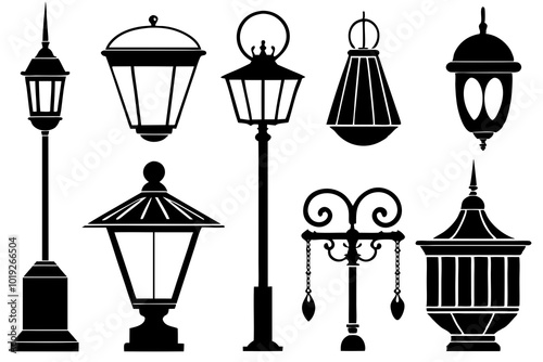 collection lamp cons vector art illustration