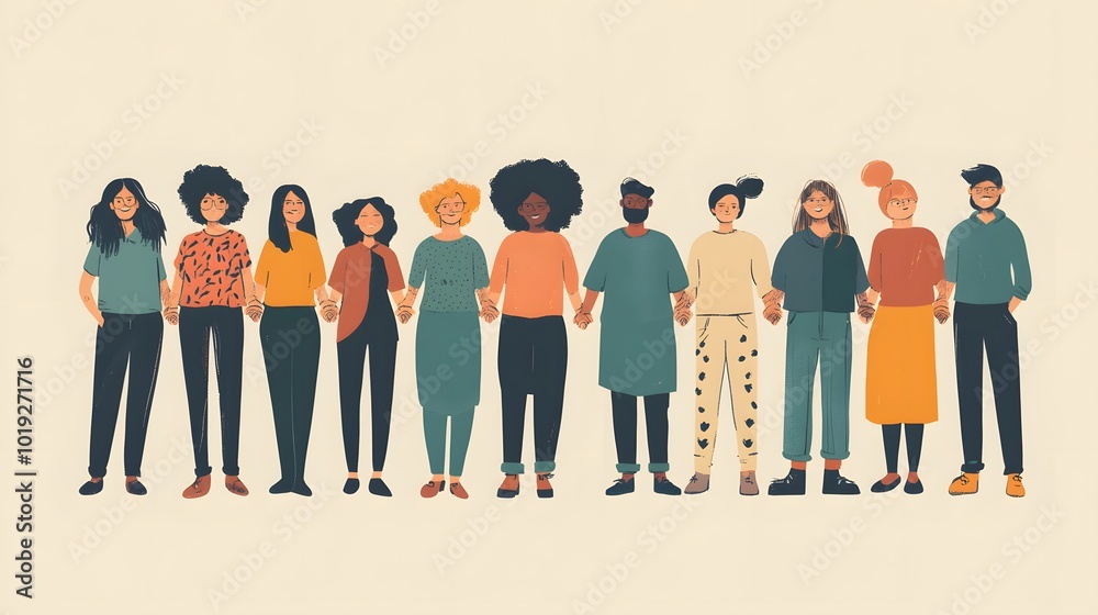 group of diverse individuals standing together group of diverse individuals standing together