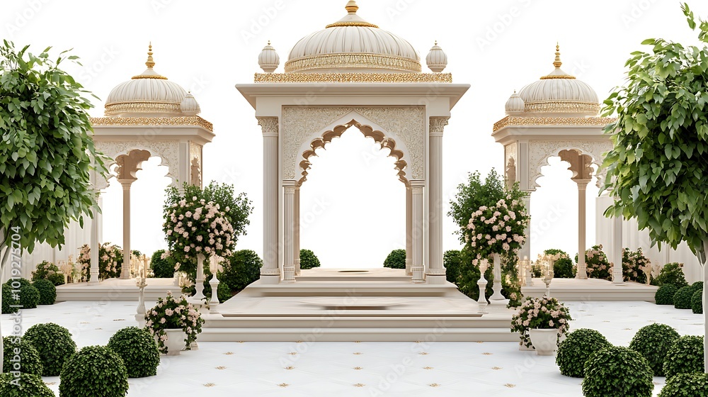 Fototapeta premium Royal Mughal Garden Frame Designs for Classic Artwork Presentations – Perfect for Any Occasion 