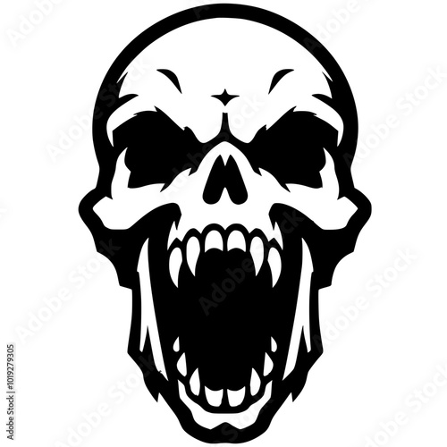 Roaring skull vector design
