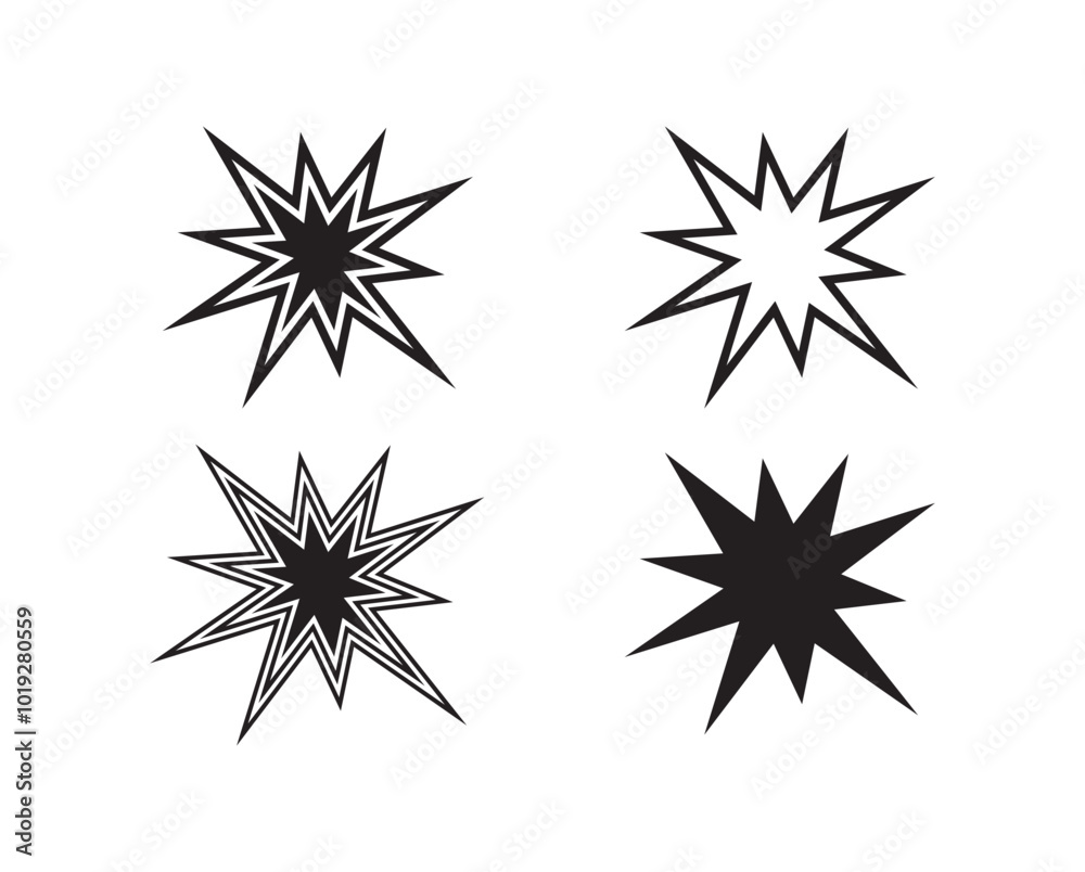 Obraz premium Explosion icon collection. Exploded bomb effect silhouettes set ico