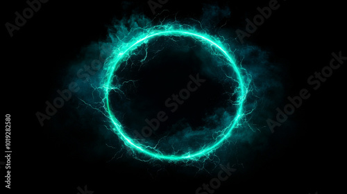 Abstract glowing circle on black background.