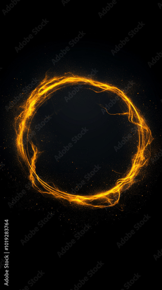 Glowing orange circle on black background. Glowing orange circle on black background.