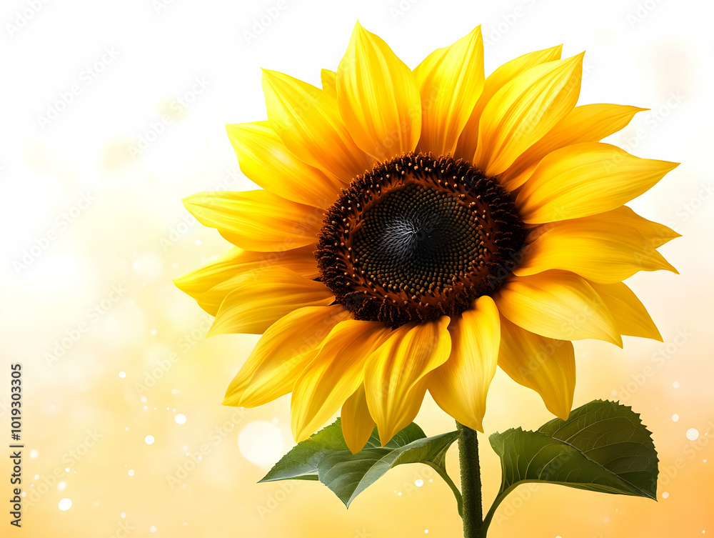 Obraz premium A vibrant sunflower captured against a softly blurred background, radiating warmth and joy.