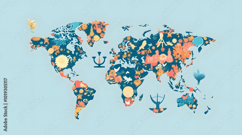 Fototapeta premium world map with symbols of equality