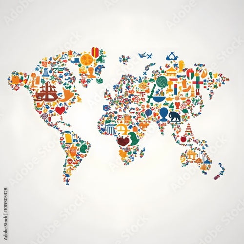 world map with symbols of equality