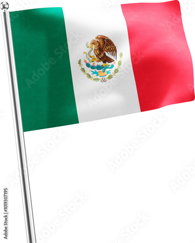 Mexico realistic 3D flag render