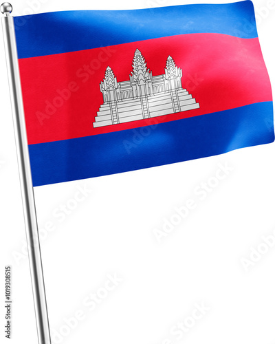 Cambodia realistic 3D flag render