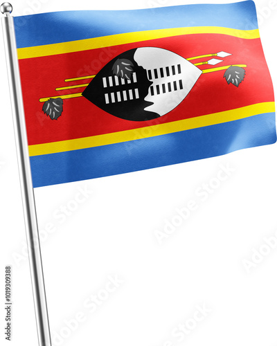 Eswatini realistic 3D flag render photo
