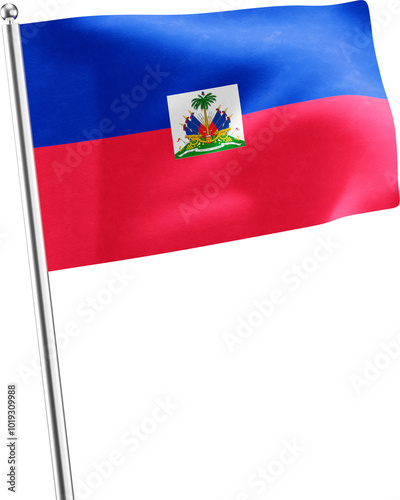 Haiti realistic 3D flag render