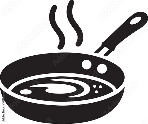 Frying Pan black icon silhouette vector art illustration

