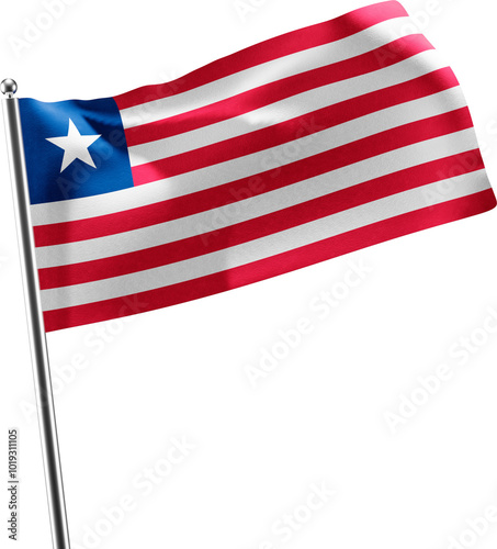 Liberia realistic 3d flag render photo