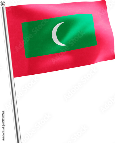 Maldives realistic 3d flag render