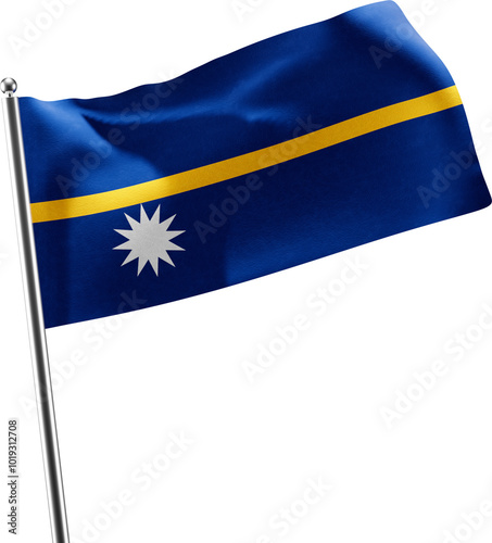 Nauru realistic 3d flag render