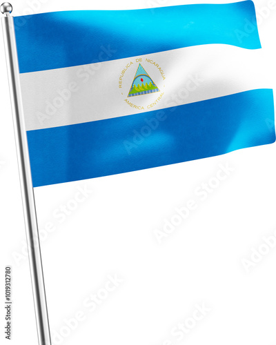 Nicaragua realistic 3d flag render