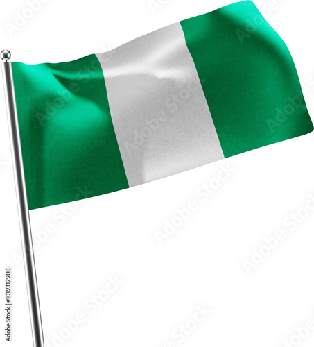 Nigeria realistic 3d flag render