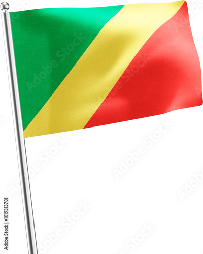 Republic of the Congo realistic 3d flag render


