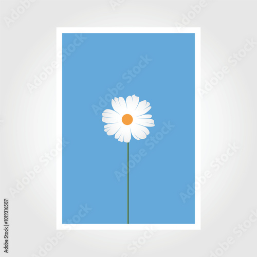 Daisy flower icon isolated on blue background vector illustration.